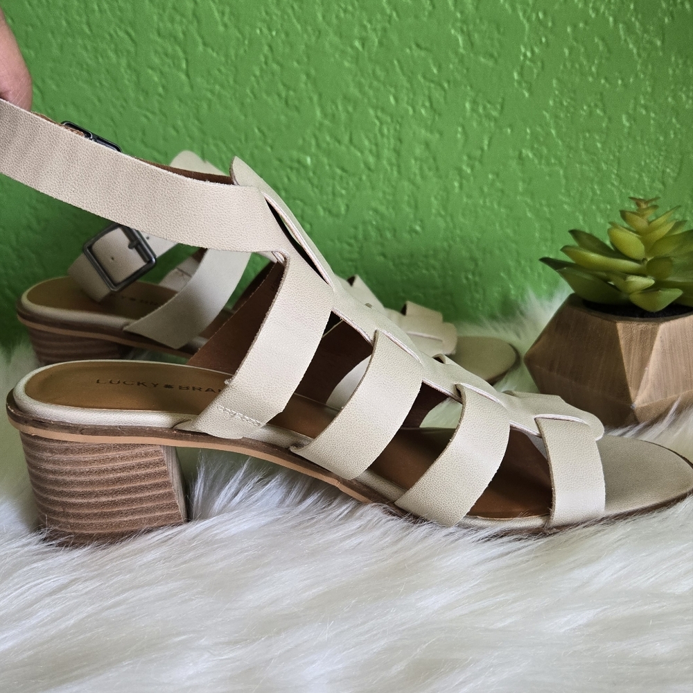 Lucky Brand Women's Cream Strappy Sandals, Size 9